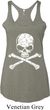 Ladies White Distressed Skull Tri Blend Racerback Tank Top