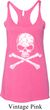 Ladies White Distressed Skull Tri Blend Racerback Tank Top