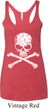 Ladies White Distressed Skull Tri Blend Racerback Tank Top