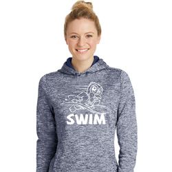Ladies White Penguin Power Swim Dry Wicking Hoodie