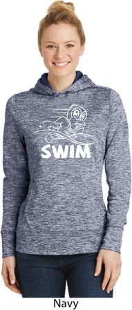 Ladies White Penguin Power Swim Dry Wicking Hoodie