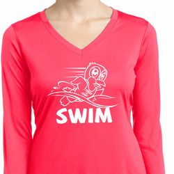 Ladies White Penguin Power Swim Dry Wicking Long Sleeve