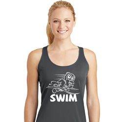 Ladies White Penguin Power Swim Dry Wicking Racerback