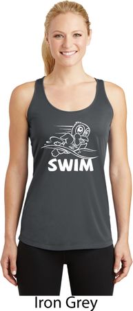 Ladies White Penguin Power Swim Dry Wicking Racerback