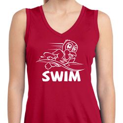 Ladies White Penguin Power Swim Dry Wicking Sleeveless Shirt