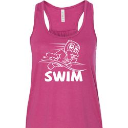 Ladies White Penguin Power Swim Flowy Racerback