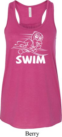 Ladies White Penguin Power Swim Flowy Racerback