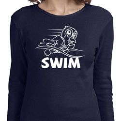Ladies White Penguin Power Swim Long Sleeve Shirt