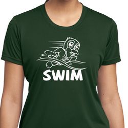 Ladies White Penguin Power Swim Moisture Wicking T-shirt