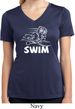 Ladies White Penguin Power Swim Moisture Wicking V-neck