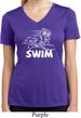 Ladies White Penguin Power Swim Moisture Wicking V-neck