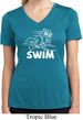 Ladies White Penguin Power Swim Moisture Wicking V-neck