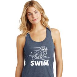 Ladies White Penguin Power Swim Racerback Tank Top