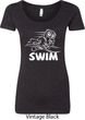 Ladies White Penguin Power Swim Scoop Neck Shirt