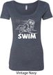 Ladies White Penguin Power Swim Scoop Neck Shirt