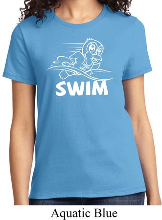 Ladies White Penguin Power Swim T-shirt