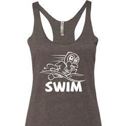 Ladies White Penguin Power Swim Tri Blend Racerback