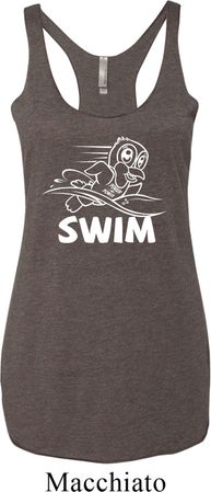 Ladies White Penguin Power Swim Tri Blend Racerback