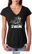 Ladies White Penguin Power Swim Tri Blend V-neck