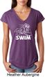 Ladies White Penguin Power Swim Tri Blend V-neck