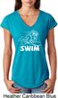 Ladies White Penguin Power Swim Tri Blend V-neck