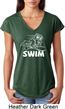 Ladies White Penguin Power Swim Tri Blend V-neck