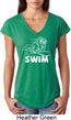Ladies White Penguin Power Swim Tri Blend V-neck