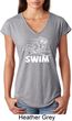 Ladies White Penguin Power Swim Tri Blend V-neck