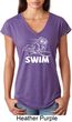 Ladies White Penguin Power Swim Tri Blend V-neck