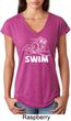 Ladies White Penguin Power Swim Tri Blend V-neck