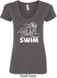 Ladies White Penguin Power Swim V-neck Shirt