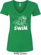 Ladies White Penguin Power Swim V-neck Shirt