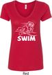 Ladies White Penguin Power Swim V-neck Shirt
