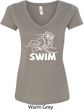 Ladies White Penguin Power Swim V-neck Shirt