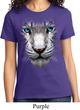 Ladies White Tiger Shirt Big White Tiger Face Tee T-Shirt