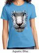 Ladies White Tiger Shirt Big White Tiger Face Tee T-Shirt