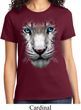 Ladies White Tiger Shirt Big White Tiger Face Tee T-Shirt