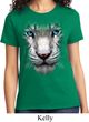Ladies White Tiger Shirt Big White Tiger Face Tee T-Shirt