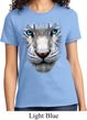 Ladies White Tiger Shirt Big White Tiger Face Tee T-Shirt