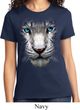 Ladies White Tiger Shirt Big White Tiger Face Tee T-Shirt