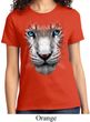 Ladies White Tiger Shirt Big White Tiger Face Tee T-Shirt