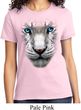 Ladies White Tiger Shirt Big White Tiger Face Tee T-Shirt