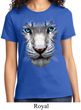 Ladies White Tiger Shirt Big White Tiger Face Tee T-Shirt
