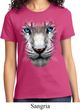 Ladies White Tiger Shirt Big White Tiger Face Tee T-Shirt