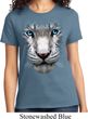 Ladies White Tiger Shirt Big White Tiger Face Tee T-Shirt