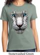 Ladies White Tiger Shirt Big White Tiger Face Tee T-Shirt