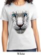 Ladies White Tiger Shirt Big White Tiger Face Tee T-Shirt