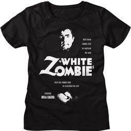 Ladies WHITE ZOMBIE Bela Lugosi Horror Movie 1932 T-shirt - Black