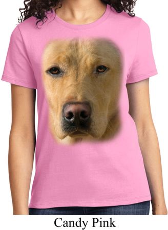 Ladies Yellow Lab Shirt Big Yellow Lab Face Tee T-Shirt