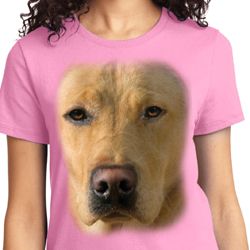 Ladies Yellow Lab Shirt Big Yellow Lab Face Tee T-Shirt